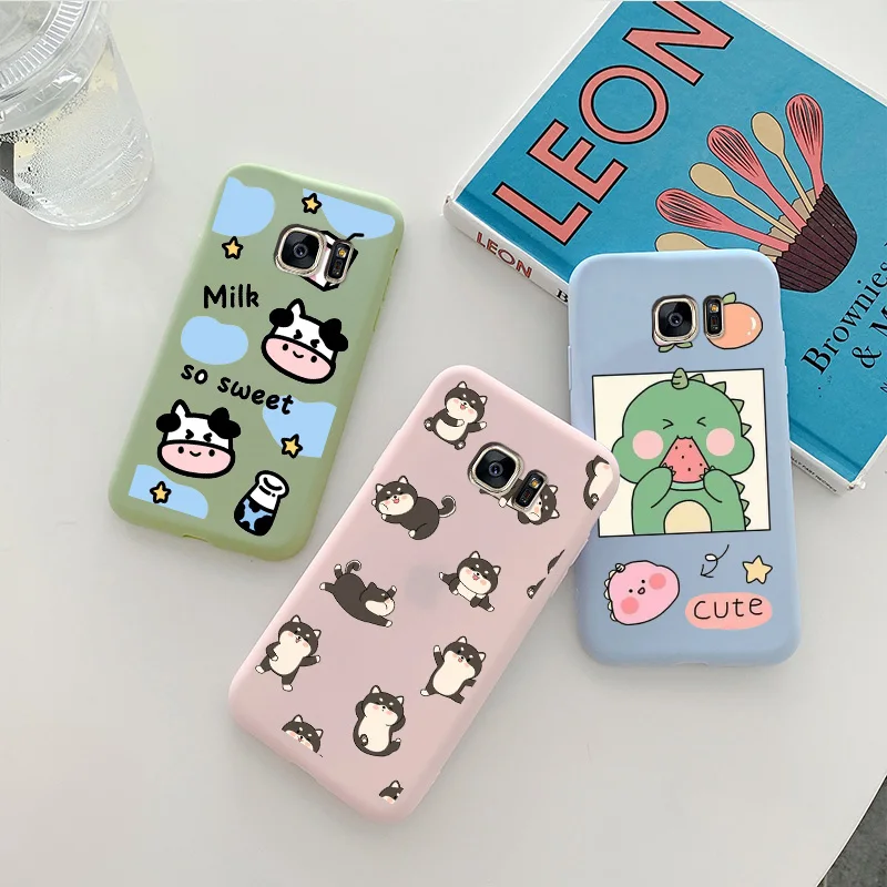 

For Samsung Galaxy S7 Edge Case Candy Colors Cute Animal Pattern Silicone TPU Cartoon Painted Matte Phone Cover