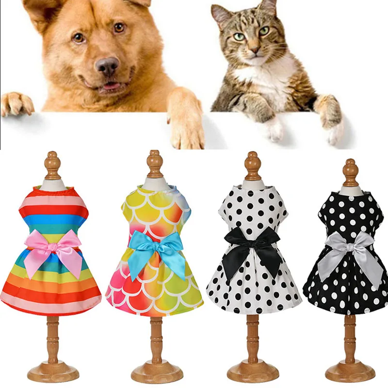 

2021 Puppy Pets Bowknot Dress Cotton Skirt Princess Soft Lovely Dress Small Dog Clothes Durable Pet Supplies Fashion Clothing