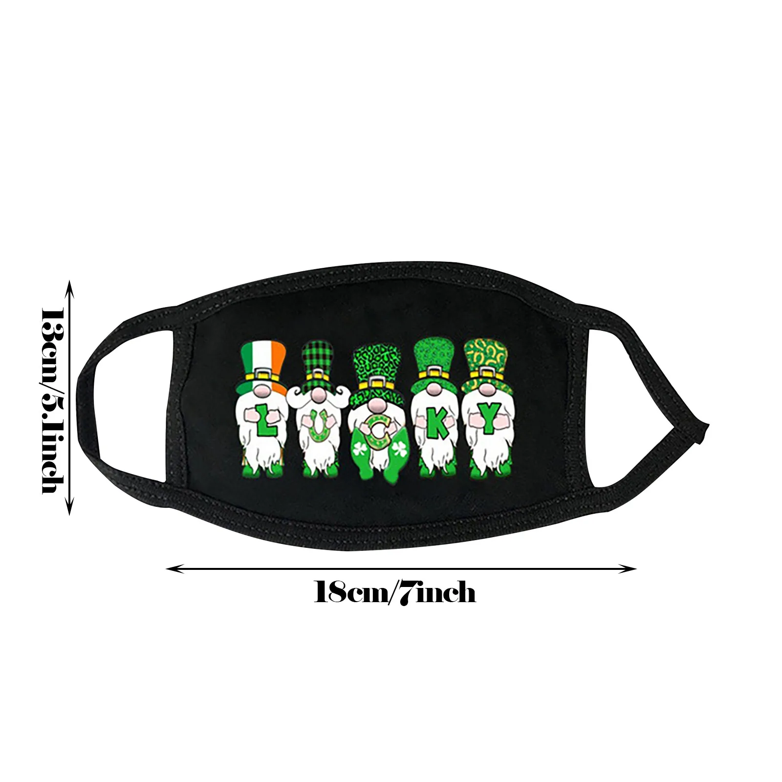 

5pc St. Patrick's Day Pure Cotton Mask Adult Printed Warm Washable Black Mask Womans Mouth Masks Designer Mask