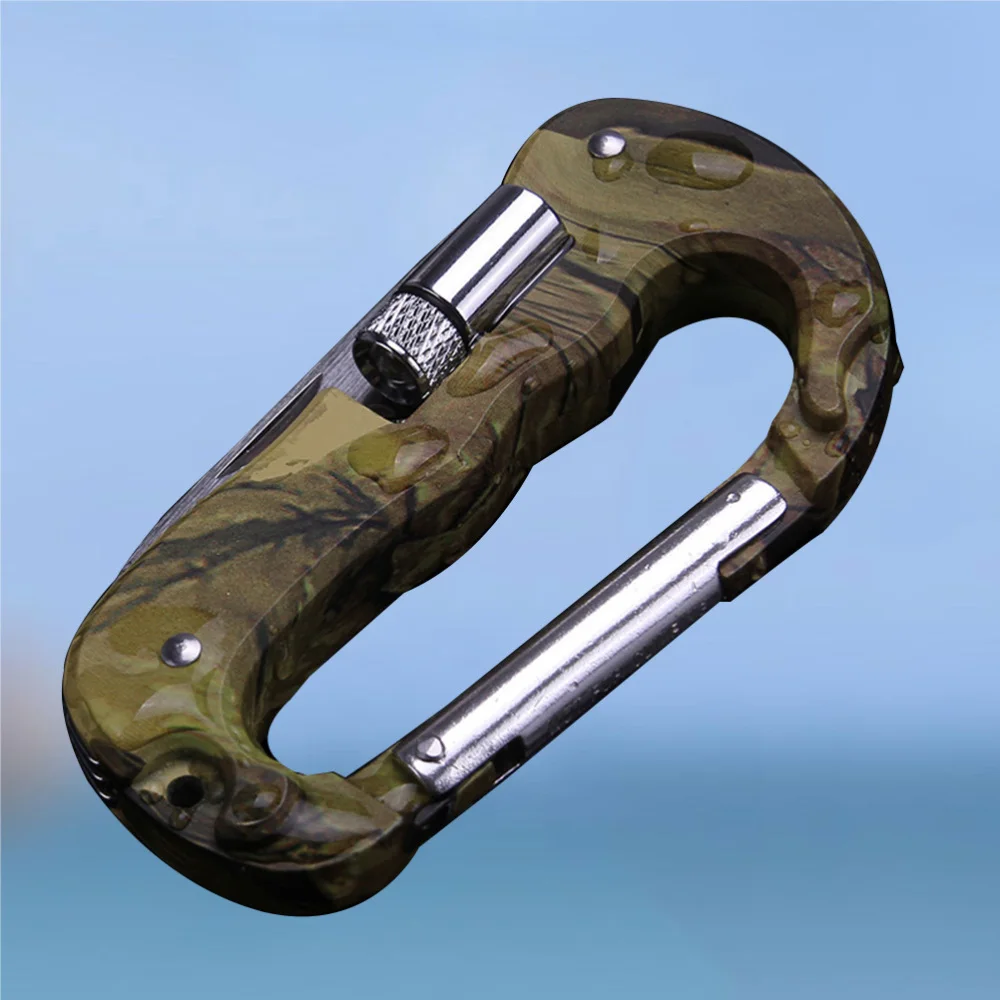 

Multipurpose Stainless Steel Carabiner Portable Climbing Buckle Outdoor Sports Buckle LED Light (Camouflage)