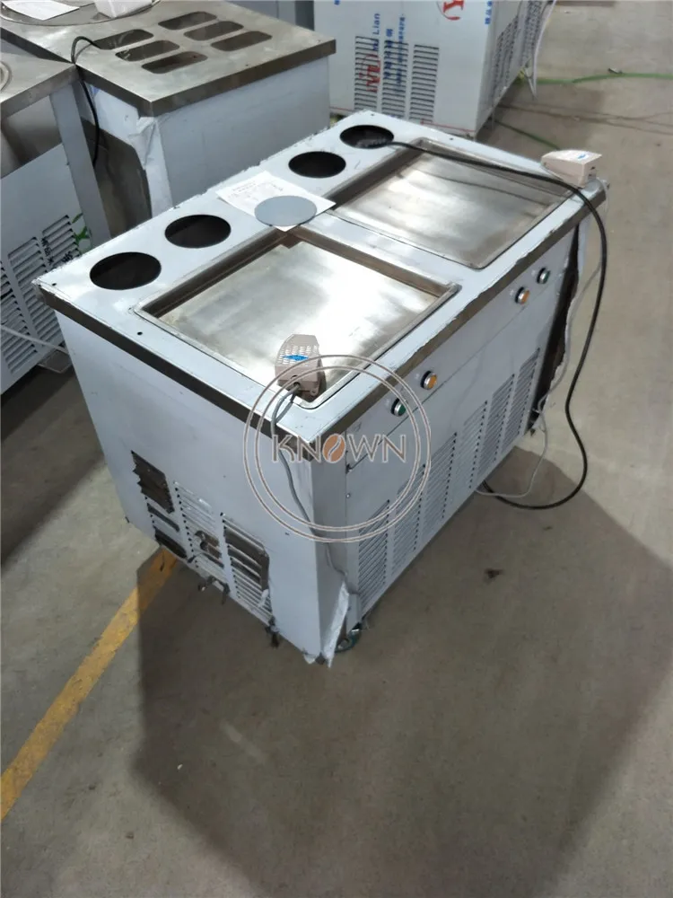 Высокое качество двойная квадратная сковорода с 5 баками жареное мороженое