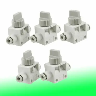 

5 Pcs 4mm Tube Push in to Connect Pneumatic Fitting 2 Way Hand Valves