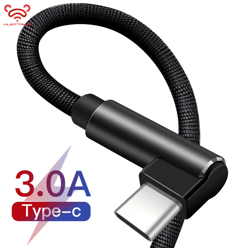 MUSTTRUE usb type-C кабель для быстрой зарядки samsung S8 USB-C 90 градусов плетеный шнур type-c Xiaomi