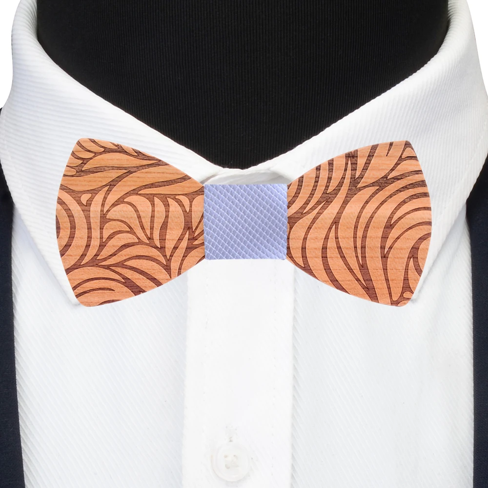 Модный цветочный Мужской деревянный галстук-бабочка искусственная кожа