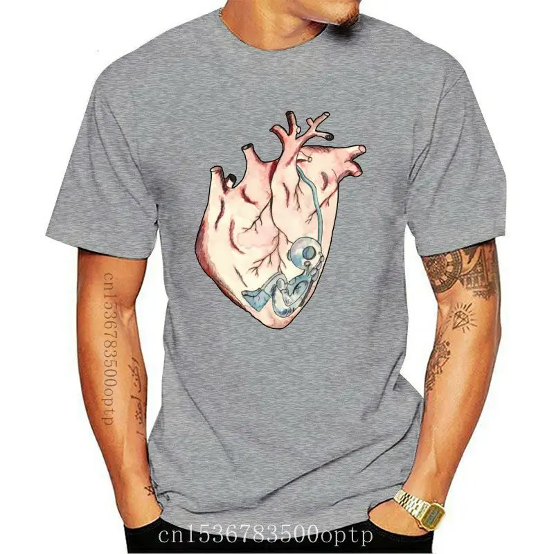 

Мужские топы из 100% хлопчатобумажной ткани с круглым вырезом и принтом Сердце астронавта на день нормальной работы, футболка с короткими рук...