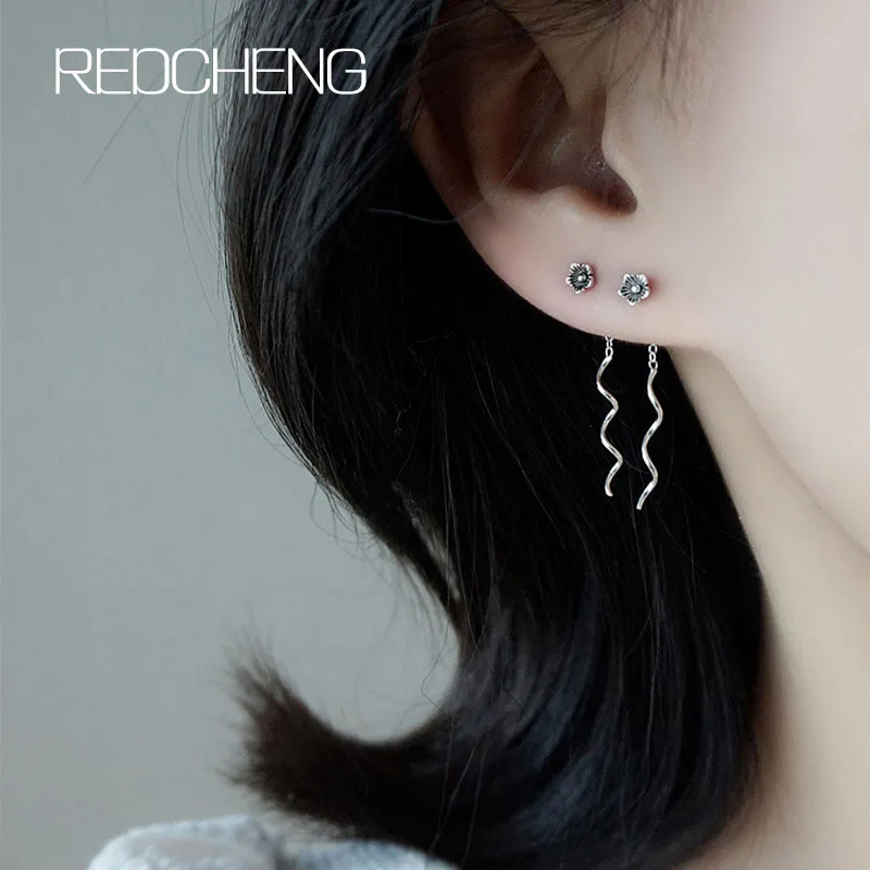 

REDCHENG 925 серьги-отметки для женщин, винтажные Роскошные модные свадебные украшения для предотвращения аллергии, подарки