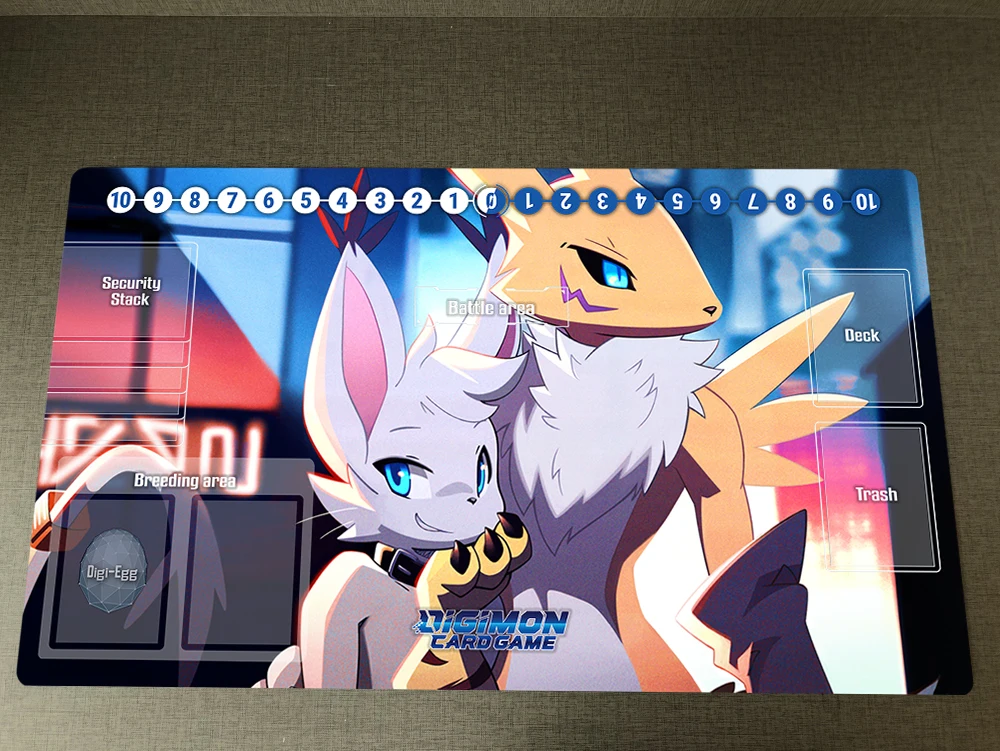 

Anime Digimon Renamon Tailmon Playmat DTCG CCG Mat Trading Card Game Mat & Zones & Free Bag Anti-slip Desk Pad Mousepad 60x35cm