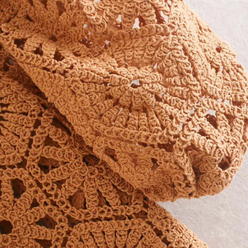 Выдалбливают вязаный короткий топ для женщин Осень Винтаж прилива рукав Милая