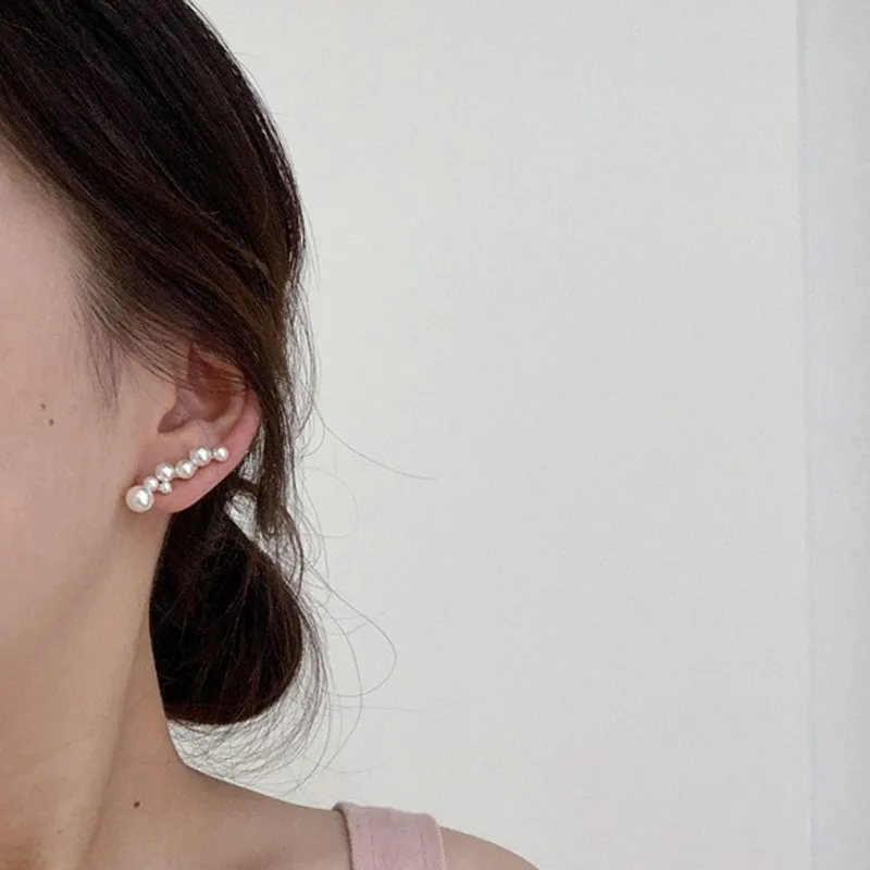 

Single Korean Gold Clamber Ear Cuff Pearls Earcuff Earrings for Women Pearl Clip on Earrings Piercing Eacuffs Fashion Jewelry