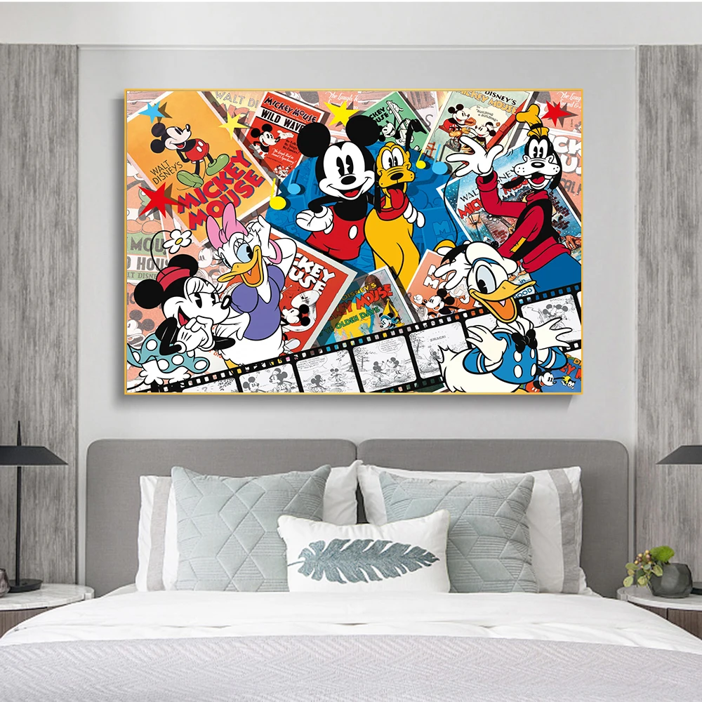Disney мультфильм персонажи Микки Маус холст печать плакат настенное искусство