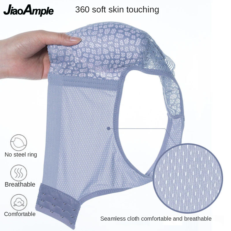 

Large Size Thin Bra Without Underwire Women Sexy Mesh Push Up Brassiere Lady Breathable Soft Lingerie 2021 New Underwear Female