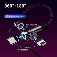 360 degree roating magnetic cable micro usb type c phone cable for iphone13 12 11 pro xs max samsung xiaomi usb cord wire cable