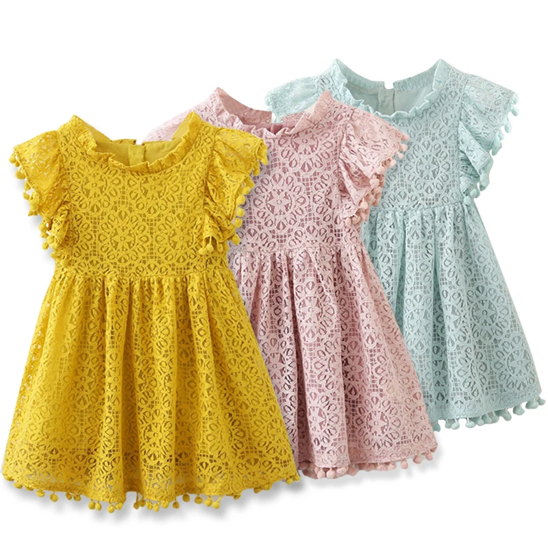 2020 Summer Brand New Baby Girls Clothes Princess Lace Flower Girls Dress Summer Children Party Kids Dresses For Girls 2-7 Years