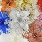 10 шт Блестящий искусственный цветок пуансеттия с ягодой Свадьба Новый год Рождество Вишневый цветок украшения орнамент с рождественской елкой