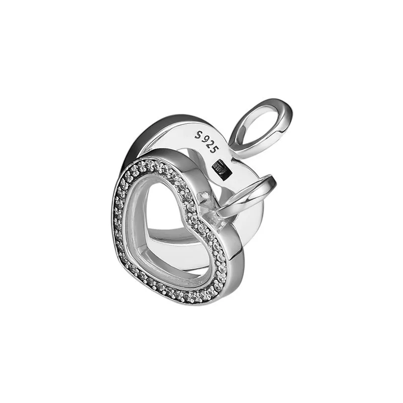 

DIY Beads Sparkling Floating Heart Locket Charm Fits Charms 925 Silver Jewelry Bracelets Sterling Silver Jewelry Heart Dangle