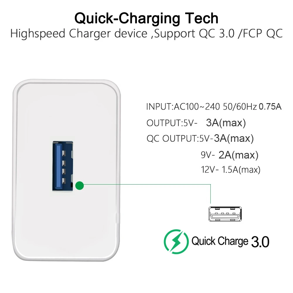euus adapter quick charge 3 0 usb charger for iphone11 samsung huawei fast charging mobile phone accessories type c charger free global shipping