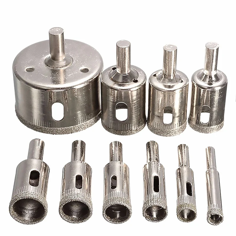 

10pcs Diamond Coated Hss Drill Bit Set Tile Marble Glass Ceramic Hole Saw Drilling Bits For Power Tools 6mm-30mm