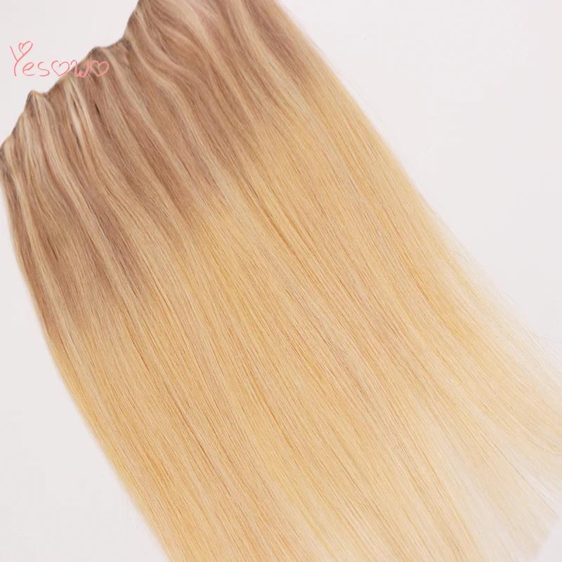Yesowo высвечивающие волосы для наращивания один кусок Клип В рыбий линии 12 20 дюймов