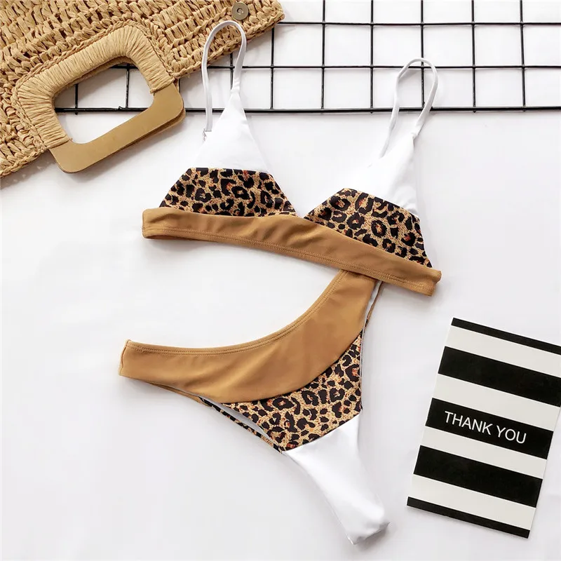 Бразильское неоновое бикини набор с высоким вырезом треугольный купальник