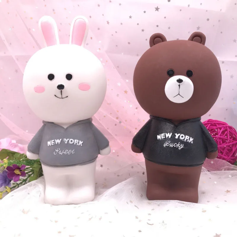 Креативная копилка с мультяшным рисунком медведем и кроликом Детская для смены