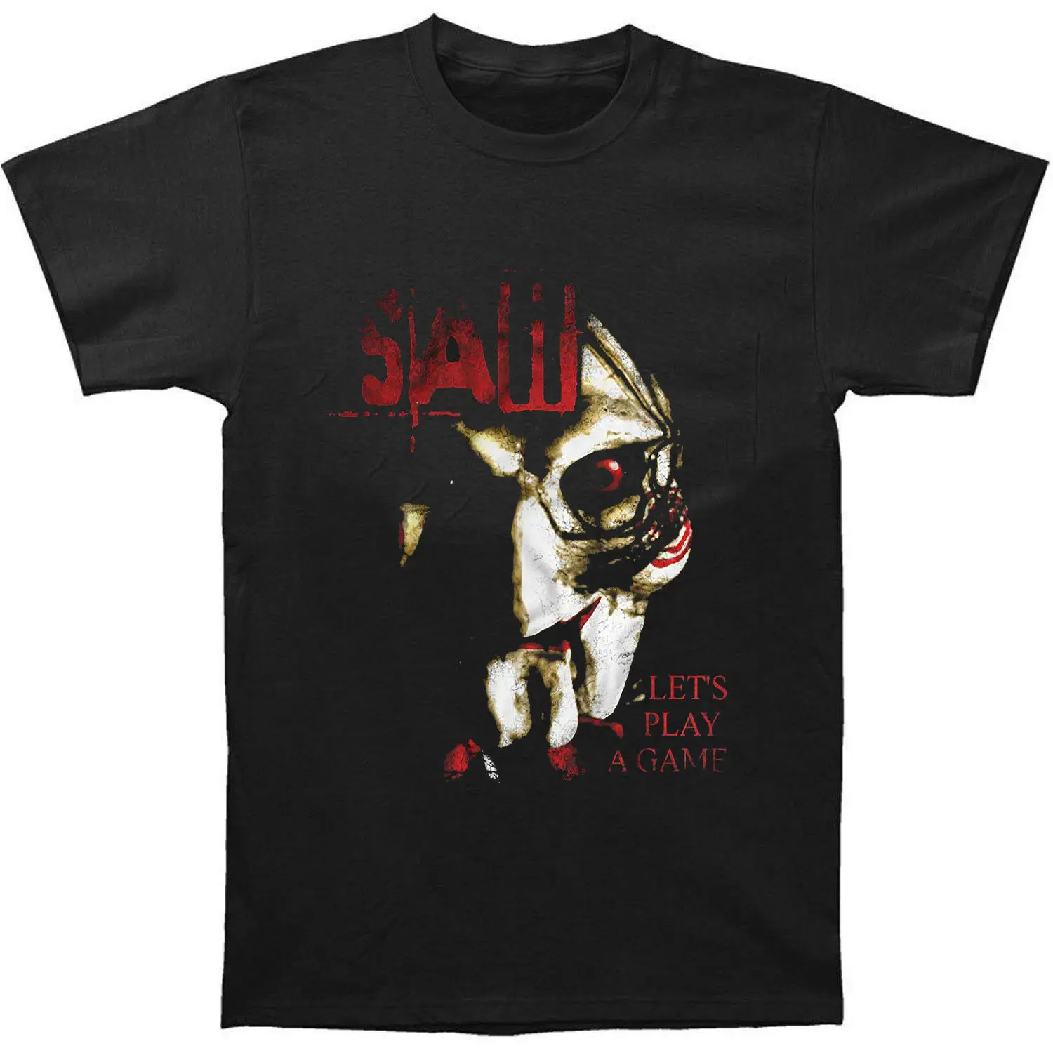 

Let's Play A Game. Horror Thriller Movie Saw Jigsaw T-Shirt. Summer Cotton Short Sleeve O-Neck Mens T Shirt New S-3XL