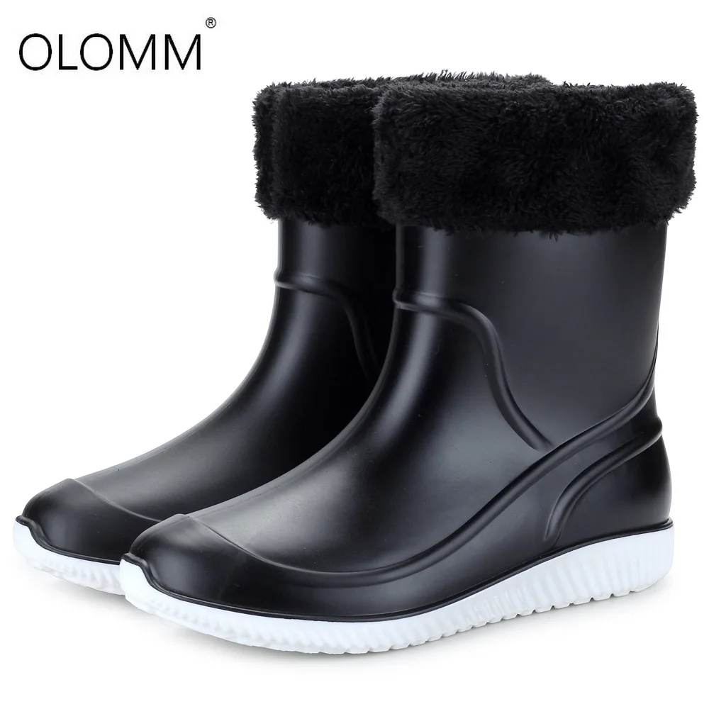 

Snow Boots Warm Lining Inside Non-slip Waterproof Rain Boots Thick Plastic Men Boots Men Shoes Men Work Boots Fishing Shoes