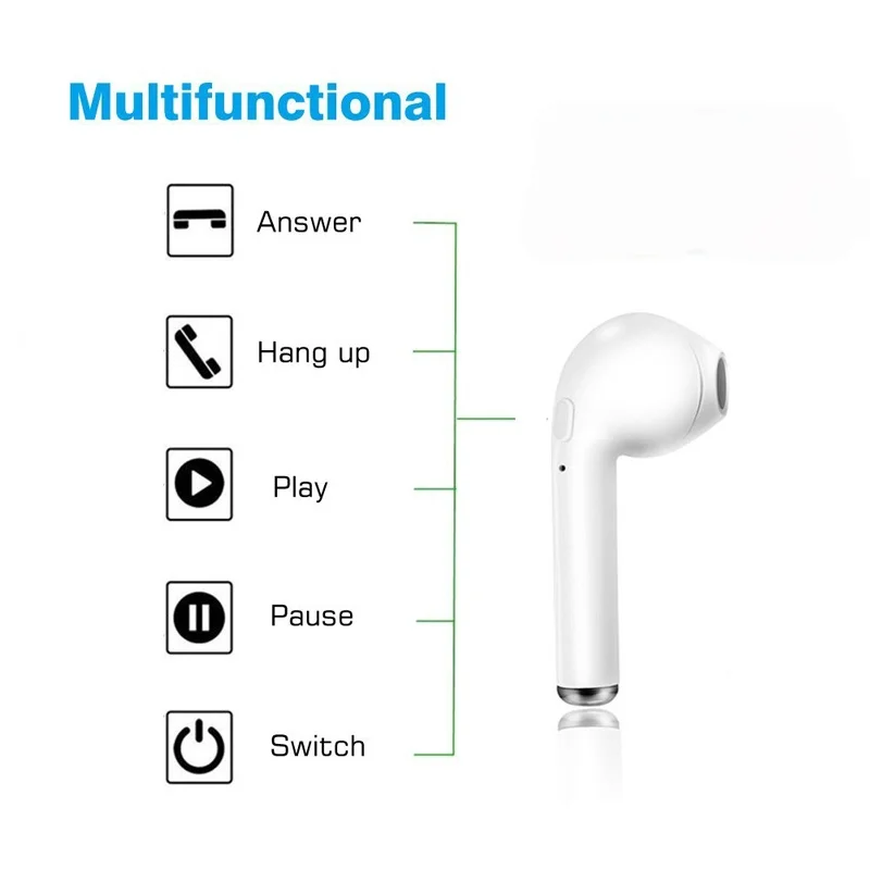 Беспроводные наушники Bluetooth 5 0 i7 для Samsung Xiaomi Huawei Vivo Oppo Phone 3D спортивные одно правое