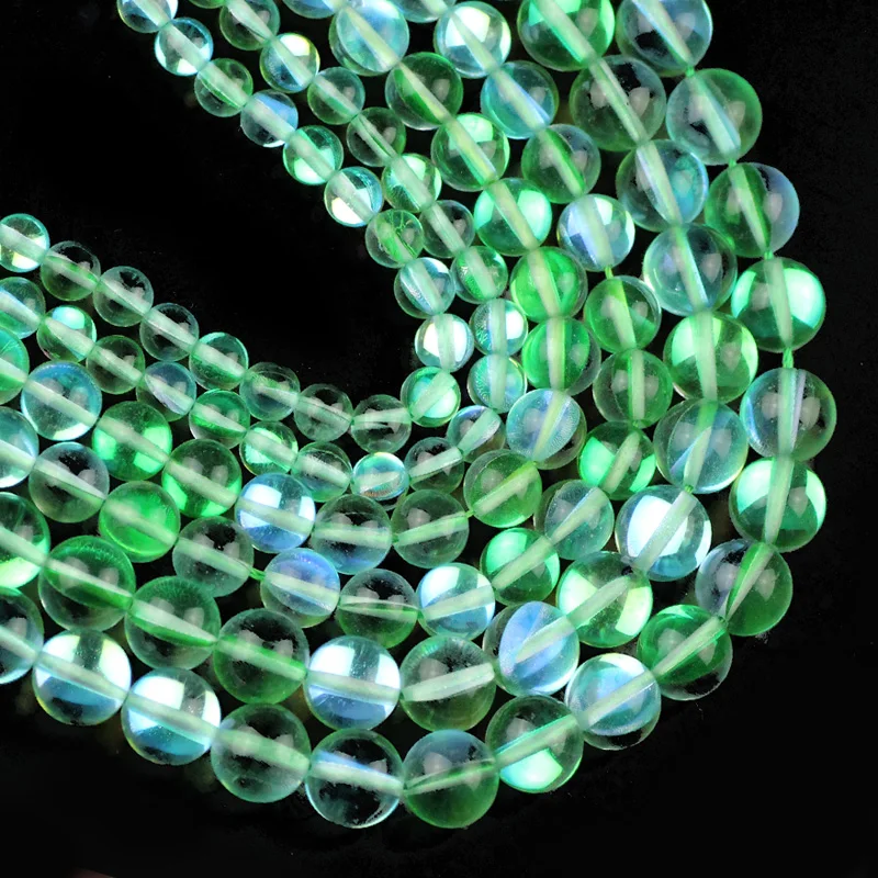 

JHNBY Green Labradorite Natural ShimmerStone 6/8/10MM charms Round Spacers Loose beads for Jewelry making bracelets DIY Findings