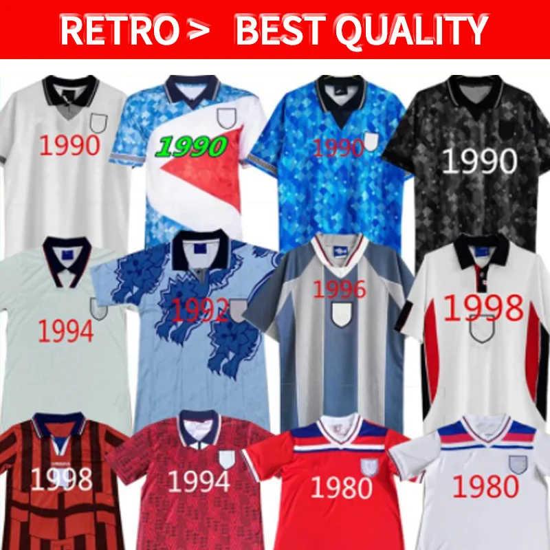 

1990 England retro soccer jersey Gascoigne SHEARER McManaman SOUTHGATE classic vintage Sheringham 96 98 Beckham football shirt