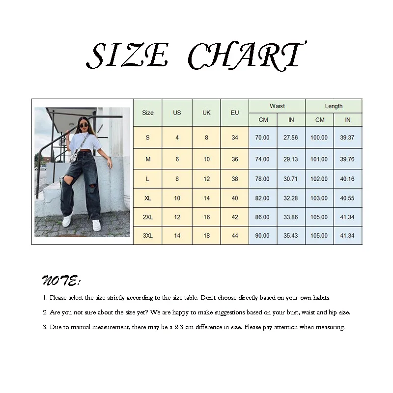 

Ripped Women Jeans Wide Leg Long Cargo Pants Ladies Black Boyfriend Jeans Fashion Loose High Waist Vintage Korean Women Trousers