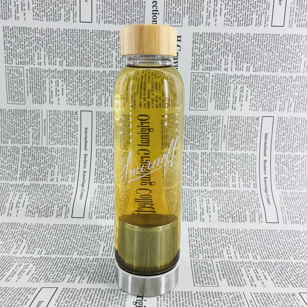 19oz Borosilicate Glass Bottle Tea Infuser Leak proof Bamboo Lids Screwed Top &amp Stainless Steel Strainer for Tea&amp Fruit Drinks | Дом и