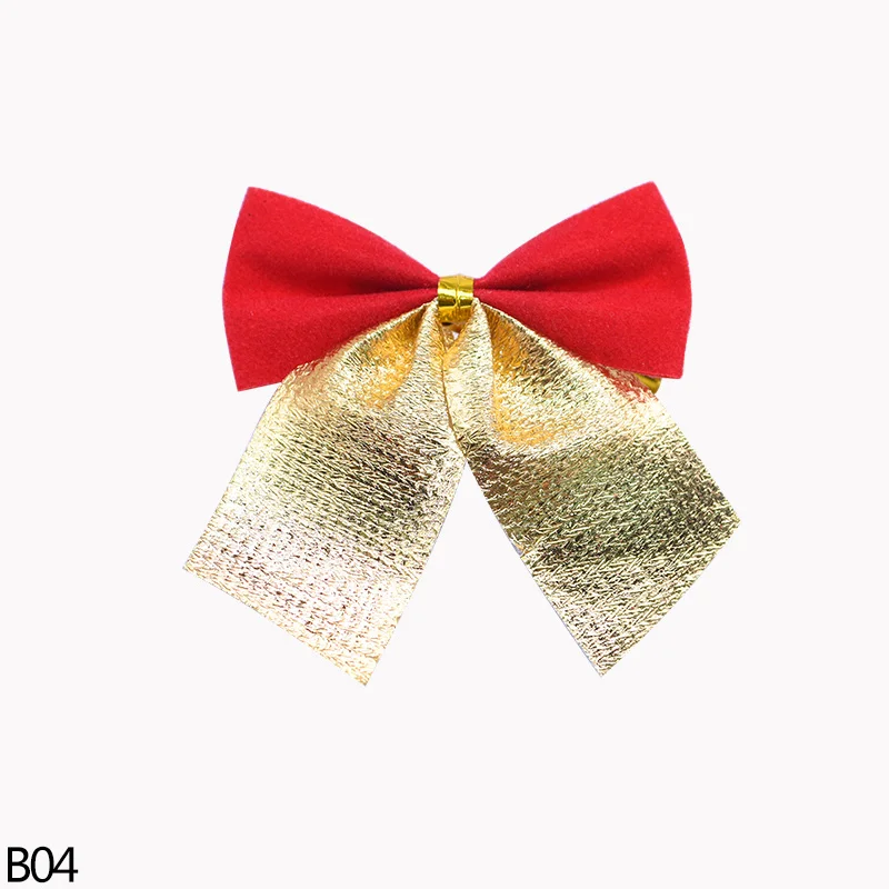 B04-12pcs Украшение в виде банта для рождественской елки, украшение в виде банта, рождественский подарок, банты с маленьким колокольчиком для дома, свадьбы, праздника, вечерние банты для декора - Цвет: B04-12pcs