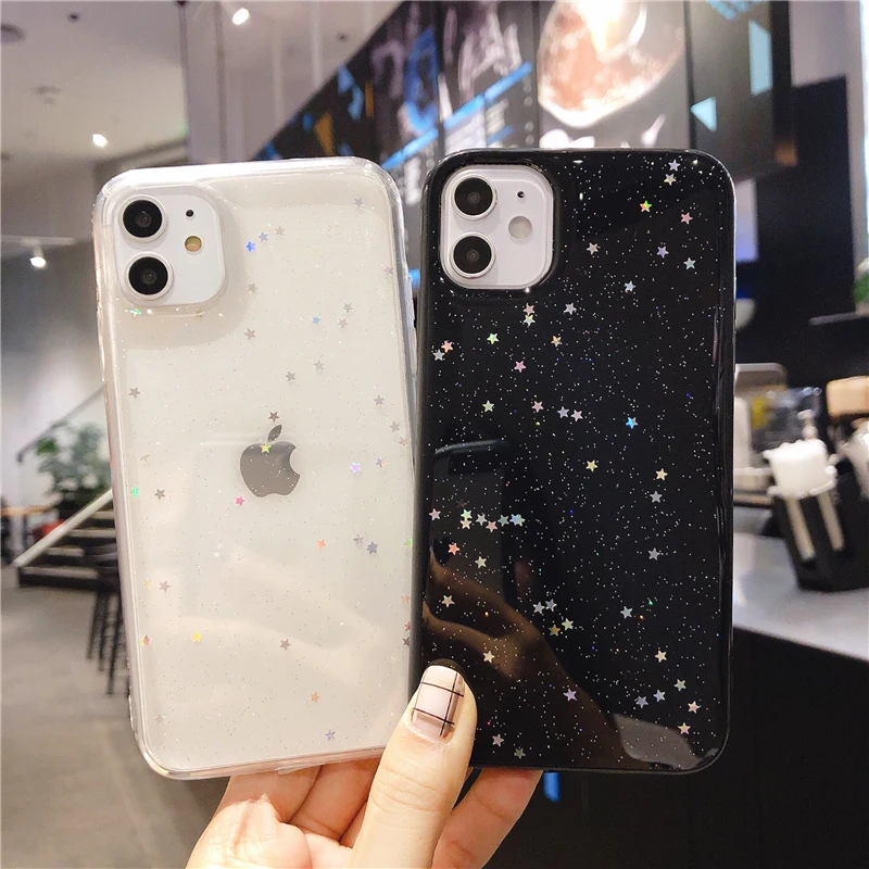 Роскошный блестящий чехол для iphone 11 Pro 6 6s 8 7 Plus XR X XS Max со звездой Прозрачный мягкий