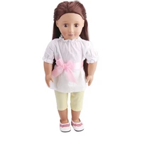 18 inch girls doll clothes fashionable yellow trouser suit american newborn dress baby toys fit 43 cm baby doll c57