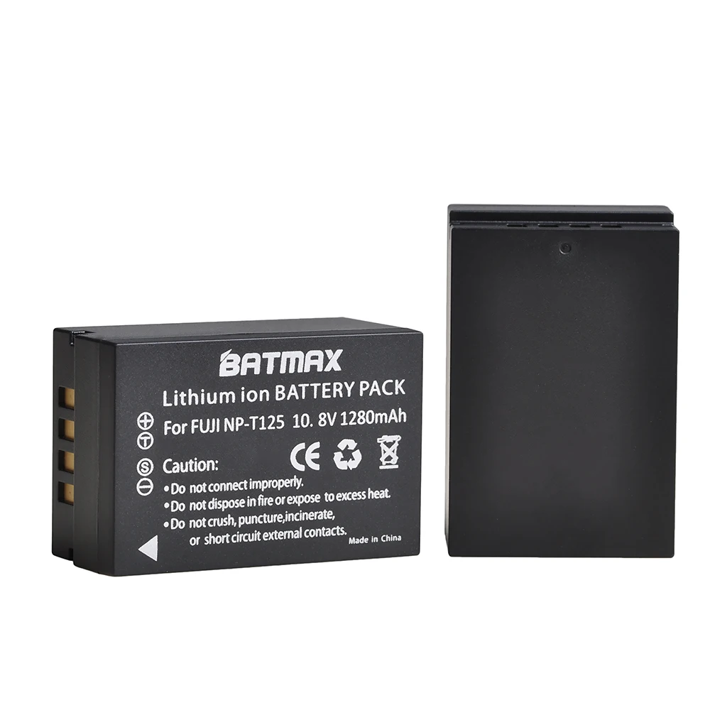 2Pcs 1280mAh NP-T125 NP T125 Battery + Ultra Fast Dual Charger Kits for Fujifilm GFX 50S, GFX50S, GFX 50R, GFX50R, GFX 100, GFX1