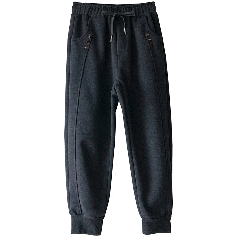 

Winter Fall Fashion Women Elastic Waist Solid Color Harem Sweatpants Office Lady Velvet Thicken Casual Loose Simple Wild Trouser