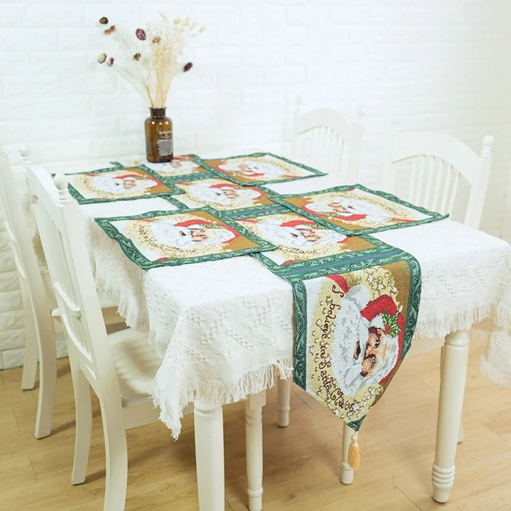 Рождественский коврик для стола скатерть флаг искусственный Деда Мороза