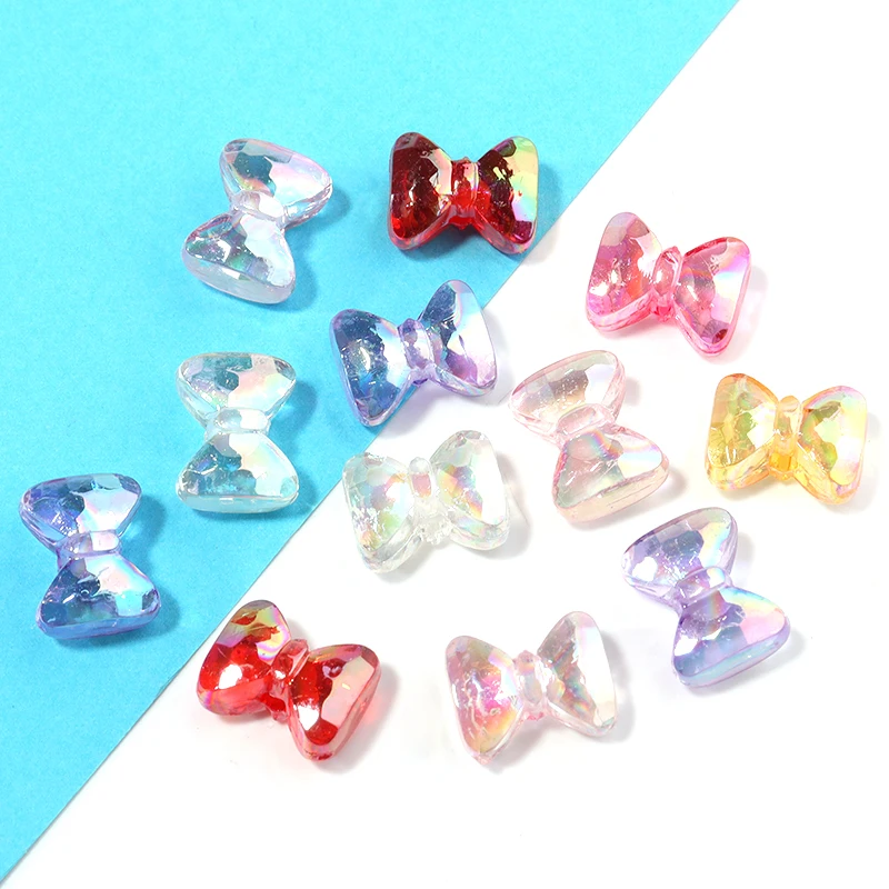 

50pcs/Lot AB Color Bow Tie Shape Acrylic Beads For Jewelry Making Loose Spacer Bead in Beads Diy Bracelet Handmade Accessories