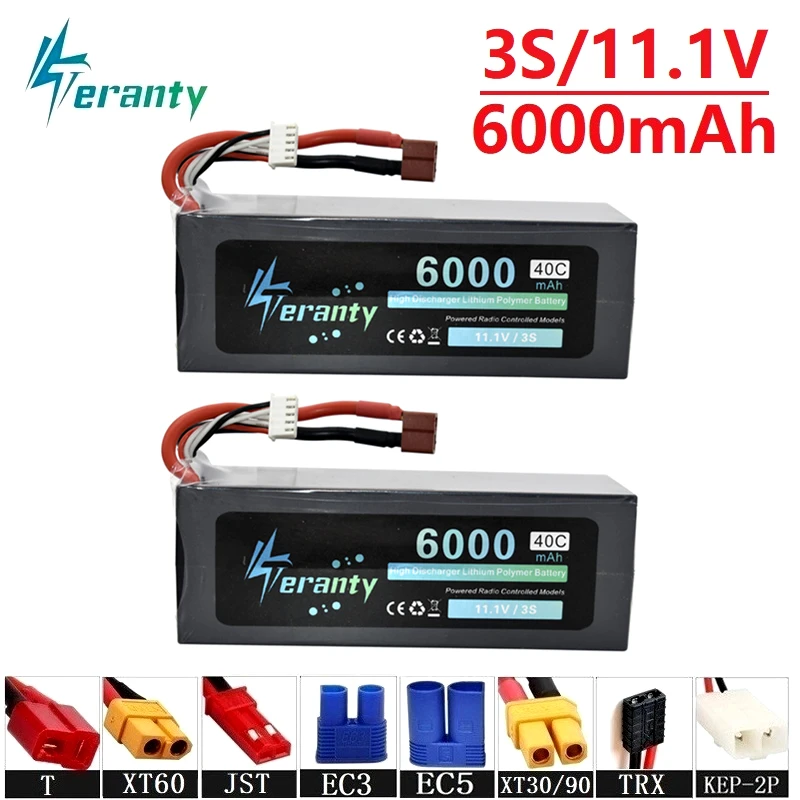 Teranty Power 11 1 В 6000 мАч 40C Lipo Batterry для RC Drone Boat Quodcopter запасные части 3s 5200 батареи T/XT60