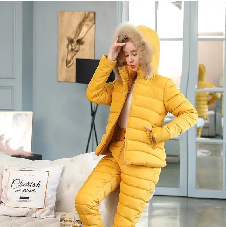 Женские спортивные костюмы 2020 зимняя куртка с капюшоном и воротником из