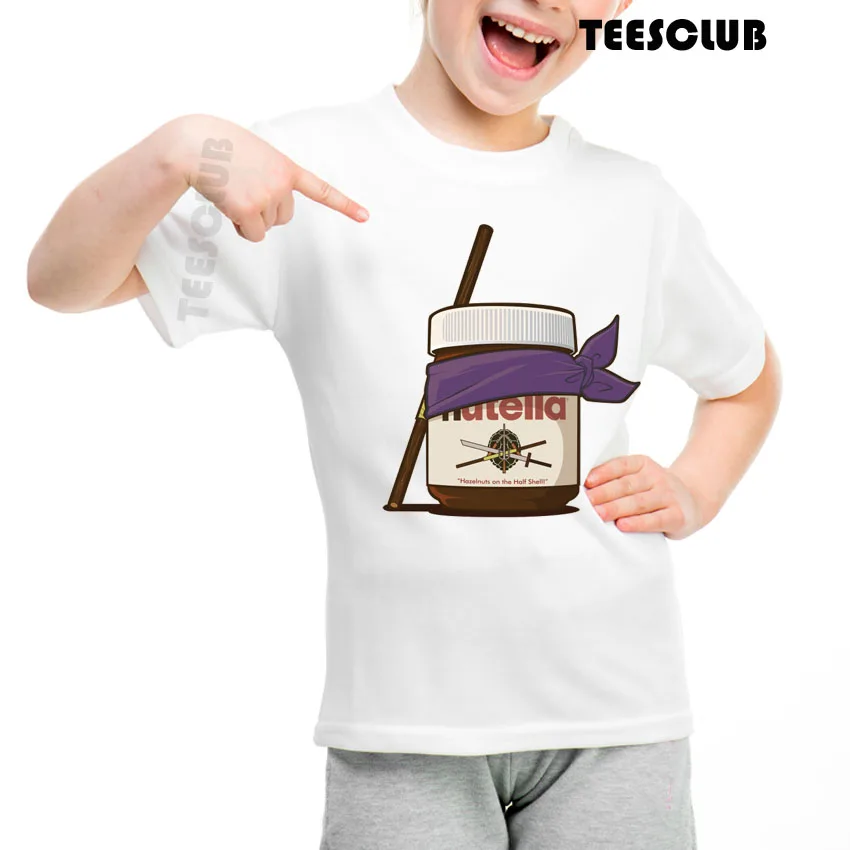 Детская одежда; коллекция года; модная забавная Футболка с принтом Nutella Kawaii; футболка с круглым вырезом для маленьких мальчиков и девочек; крутые летние топы - Цвет: C2