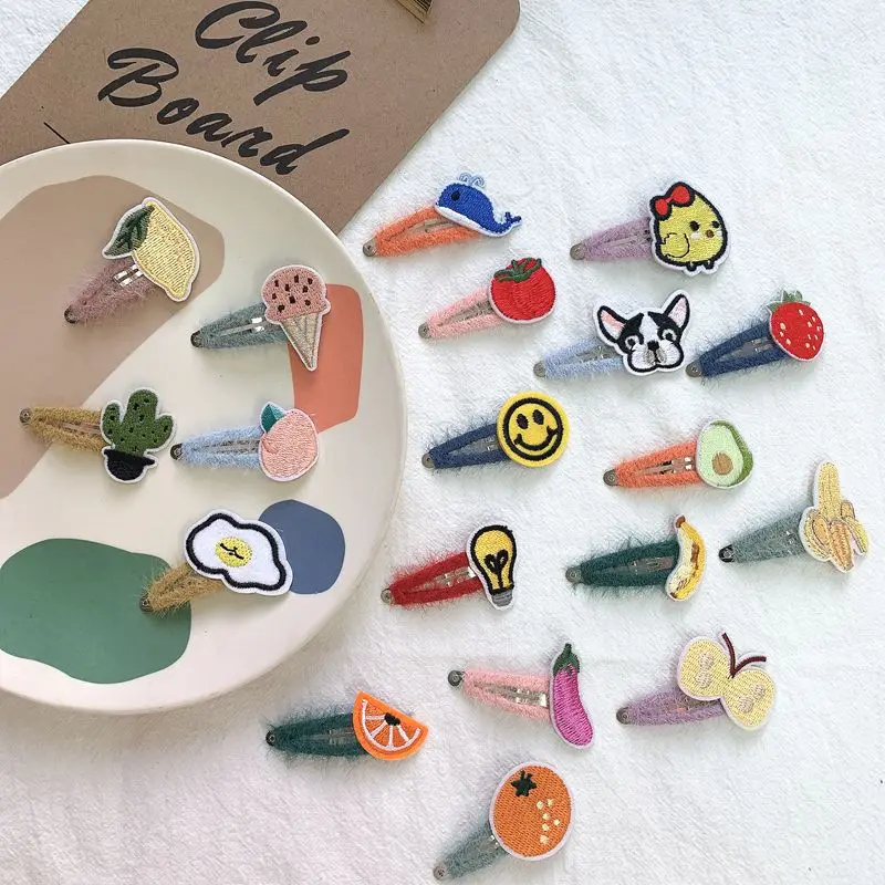 Милые детские заколки для волос заколка-фрукт с вышитыми животными весна-осень