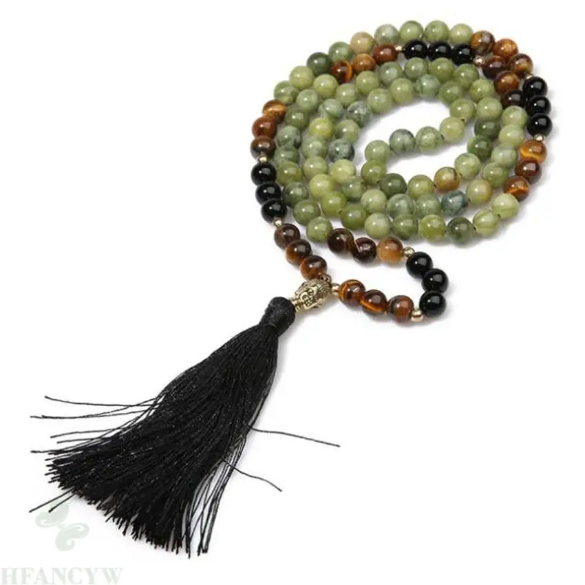 

8mm Red Tiger Eye Peridot Gemstone 108 Beads Mala Necklace Wrist Bless Lucky Spirituality Handmade Meditation Wristband pray