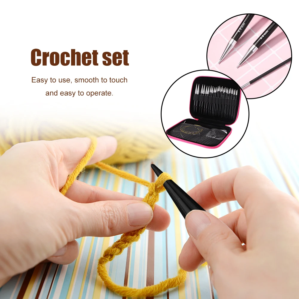

Набор круглых вязальных спиц, съемные крючки для вязания «сделай сам», инструменты для вязания свитеров и ковровых покрытий, аксессуары для...