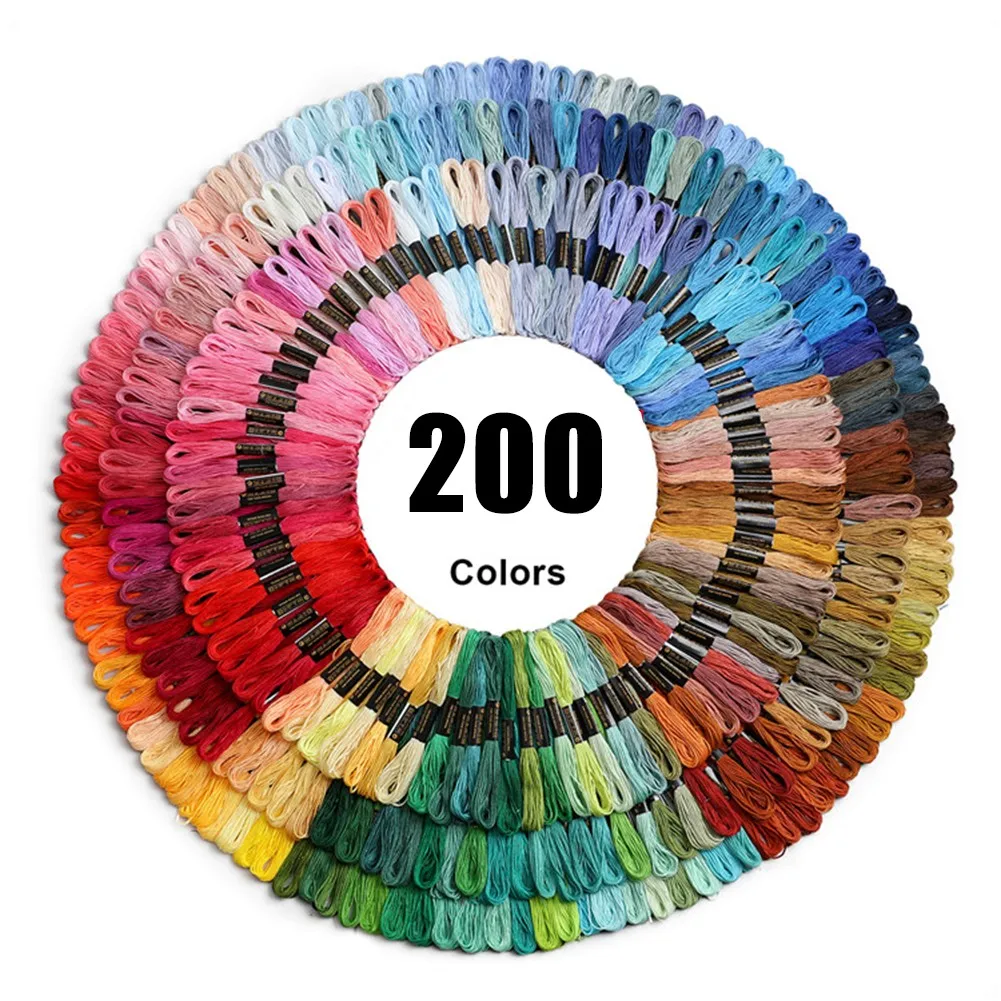 

200 Embroidery Thread Cotton Stitch Braiding Skeins Craft Sewing Colour Cross Thread Floss Sewing Skeins Craft Hogard