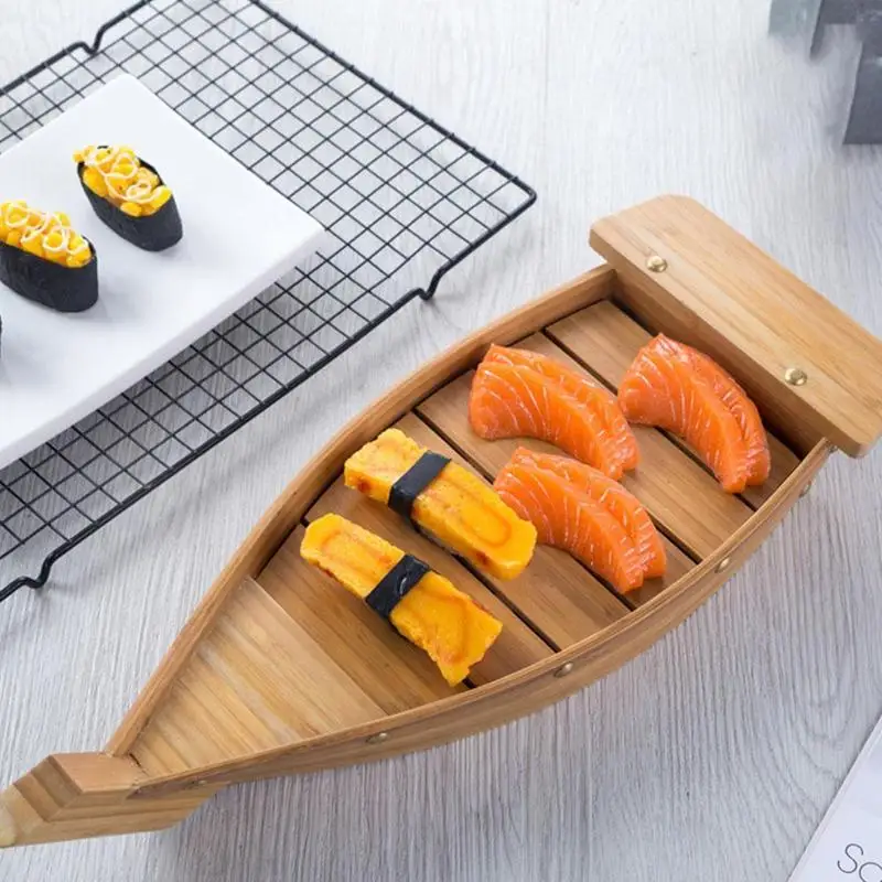 

Japanese Cuisine Sushi Boats Seafood Tool Wooden Shop Model Wood Handmade Simple Ship Sashimi Assorted Cold Dishes Tableware Bar
