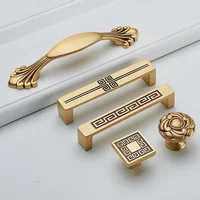 Pure Copper Kitchen Cabinet Handles Cupboard Door Pulls Drawer Knobs European Vintage Brass Bronze Furniture Handle