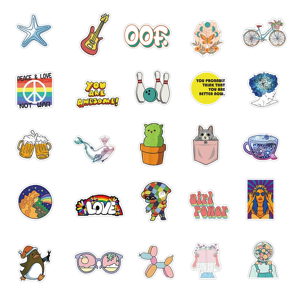 

100PCS 2020 Beautiful Lovely VSCO Girl Stickers Gift Kawaii Cartoon Decal Pegatinas For DIY Guitar Laptop Stationery Sticker