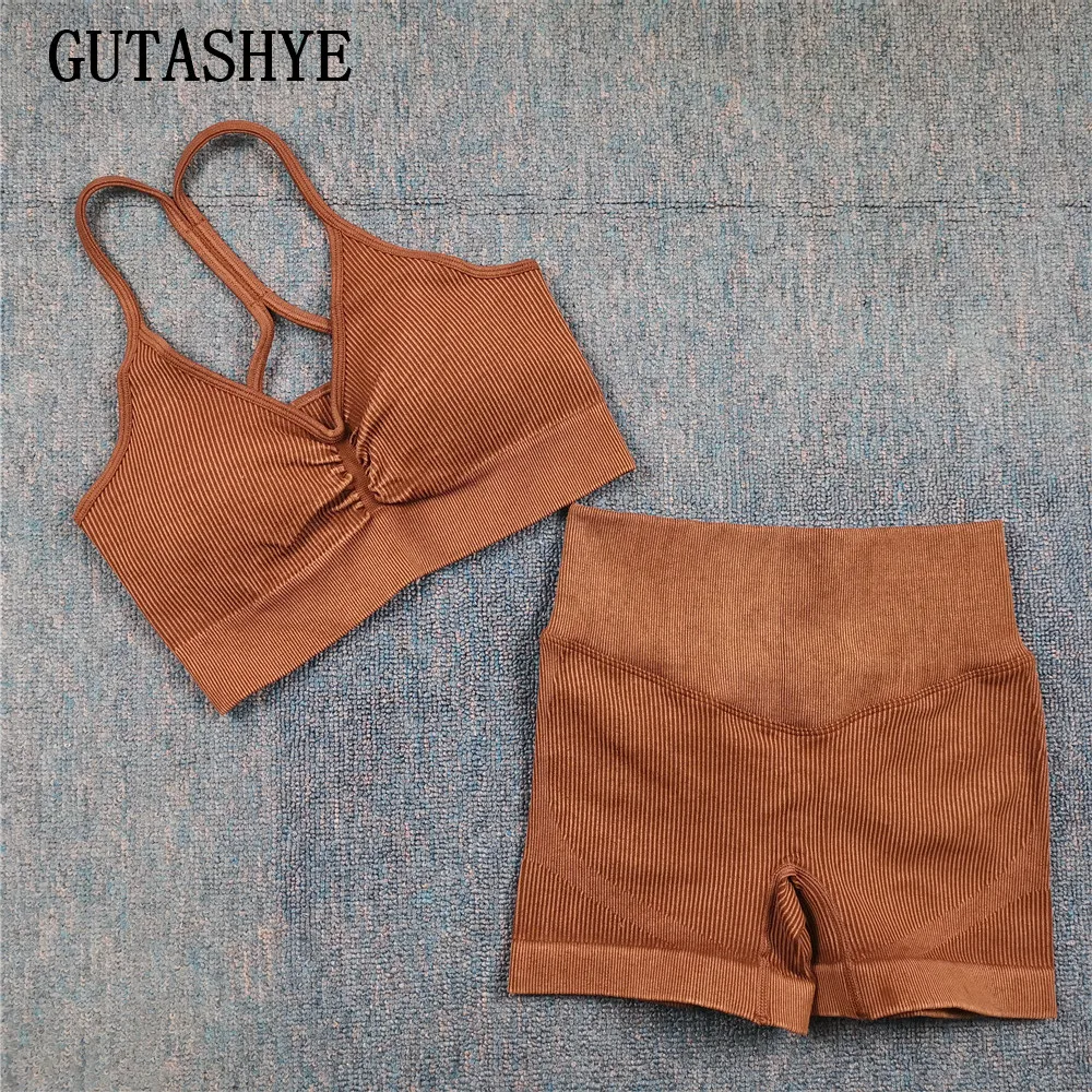 

Женские спортивные костюмы для йоги, бесшовный комплект для йоги, спортивная одежда для женщин, спортивные шорты с высокой талией, спортивн...