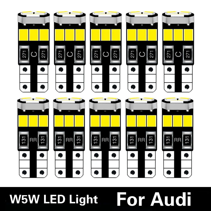 10 шт. Автомобильные светодиодные лампы W5W T10 для audi a4 b8 avant b7 b5 b9 a6 c6 c5 c7 4f a5 a3 8p 8v